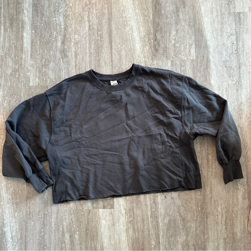 Dark Gray Cropped Sweatshirt Sz L